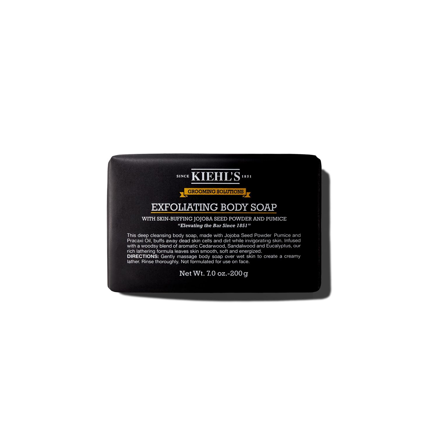 Kiehl&#39;s Grooming Solutions Exfoliating Body Bar Soap, Men&#39;s Body Wash Cleanses Dirt &amp; Oil, with Pumice, Jojoba Seed Powder &amp; Pracaxi Oil, for Soft &amp; Smooth Skin, Woodsy Aromatic Blend - 7 oz