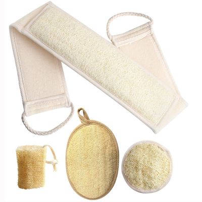 FEBSNOW Loofa Body Scrubber - 4 PCS Exfoliating Loofah Back Scrubber Natural Luffa Shower Bath Sponge Exfoliating Washcloth Face Scrubber Pad for Deep Clean &amp; Invigorate Your Skin