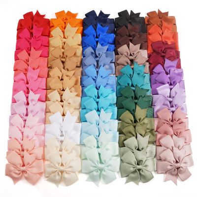 CLLOT 3.5 Inch Boutique Grosgrain Ribbon Pinwheel Hair Bows Alligator Clips For Girls Toddlers Accessories Teens Gifts In Pairs