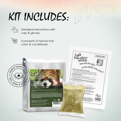 Light Mountain Henna Hair Color &amp; Conditioner - Spicy Cinnamon Hair Dye for Men/Women, Organic Henna Leaf Powder and Botanicals, Chemical-Free Semi-Permanent Hair Color, 16 Oz
