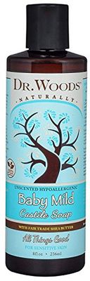 Dr. Woods Unscented Baby Mild Liquid Castile Soap with Organic Shea Butter, 8 Ounce
