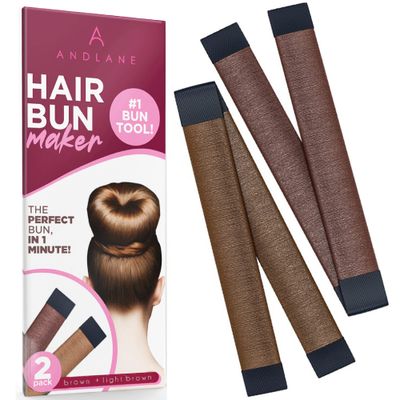 Women&#39;s Hair Bun Maker French Twist Hair Fold Wrap Snap by Andlane (1 Brown, 1 Light Brown)