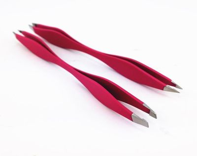 yueton 2pcs Double End Precision Pointed and Slant Tip Tweezers Set for Eyebrow and Ingrown Hair
