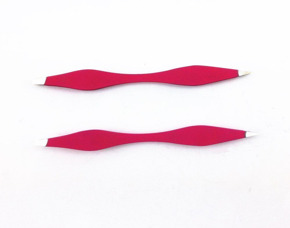 yueton 2pcs Double End Precision Pointed and Slant Tip Tweezers Set for Eyebrow and Ingrown Hair