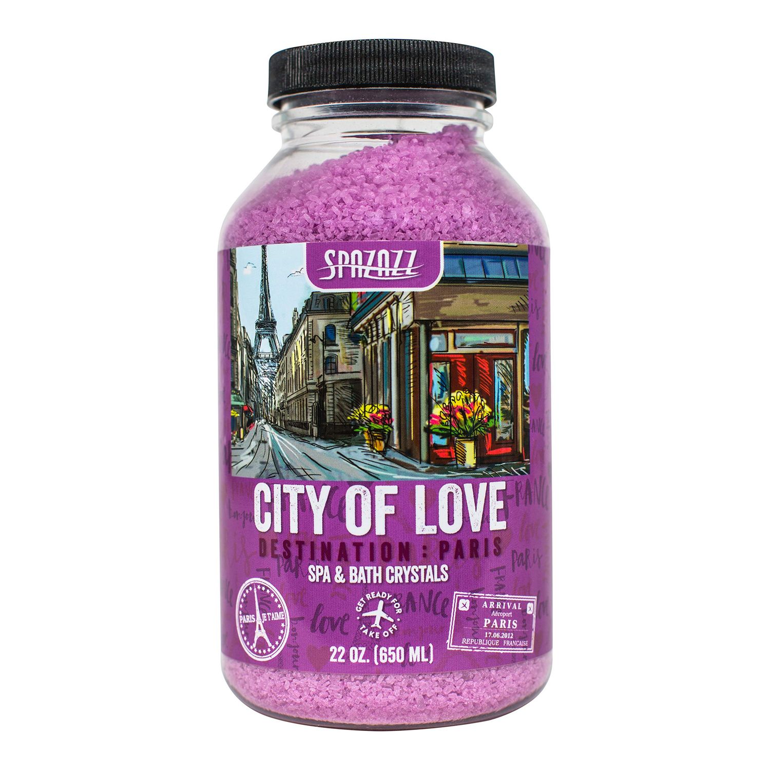Spazazz SZCPA SPZ-301 Paris City of Love Destination Crystals Container, 22 oz. Aromatherapy, 1.38 Pound (Pack of 1), Fuscia