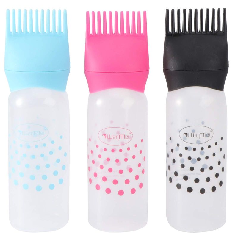 minkissy Root Comb Applicator Bottle 3 Pack Dye Hair Oils For Hair Growth Bottle Applicator Brush Root Comb Bottle With Graduated Scale Hair Oil Applicator Hair Coloring Tools