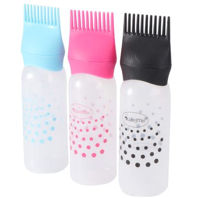 minkissy Root Comb Applicator Bottle 3 Pack Dye Hair Oils For Hair Growth Bottle Applicator Brush Root Comb Bottle With Graduated Scale Hair Oil Applicator Hair Coloring Tools