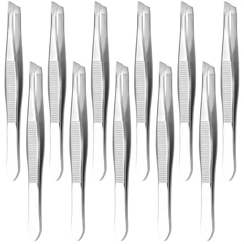 12Pcs Stainless Steel Tweezers Ingrown Hairs - Precision Tweezers for Fine Hair Remover for Women Eyebrow Tweezers for Women Hair Accessories - Hair Tweezers for Plucking Facial Hair Removal for Women
