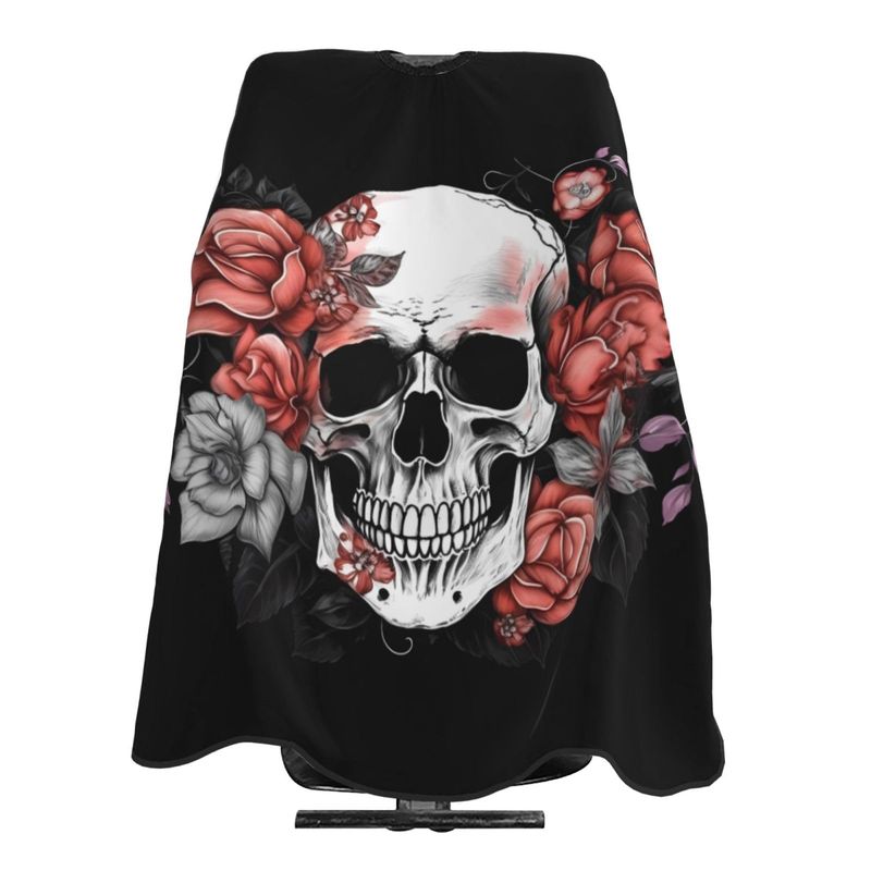 Mount Hour Pink Floral Sugar Skull Flower Home Hair Cutting Barber Cape Hair Salon and Dyeing Styling Cloth for Women/Men