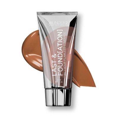 WUNDERBROW Full Coverage Foundation, Last &amp; Found[ation] - Buildable Full Coverage Liquid Foundation For 24+ Hours Wear - Long Lasting, Waterproof, Chocolate