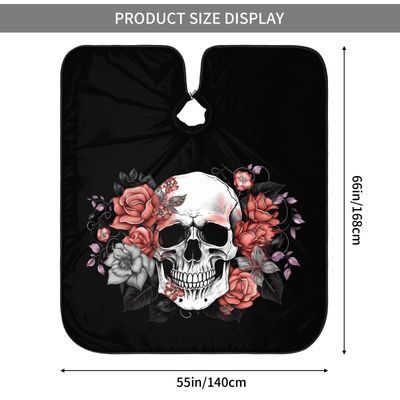 Mount Hour Pink Floral Sugar Skull Flower Home Hair Cutting Barber Cape Hair Salon and Dyeing Styling Cloth for Women/Men