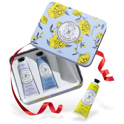La Chatelaine Hand Cream Trio Tin, Mothers Day Gift Set, Natural Hand Lotion, Made in France with 20% Organic Shea Butter, Nourishing (Lavender, Lychee Bilberry &amp; Lemon Verbena) 3 x 1 fl oz