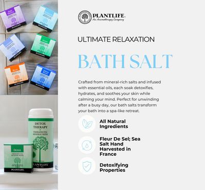 Plantlife Lavender Therapy Bath Salts - Straight from The Plant Natural Aromatherapy Bath Salts - Balance, Calm, and Release Tension in The Body - Made in California 16 oz