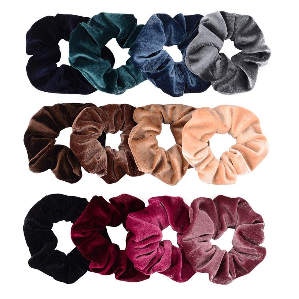 Lovef 7PCS Soft Elegant Velvet Hair Scrunchies Elastic Hair Bands Ties Donut Hair Ponytail Holder Hair Accessories