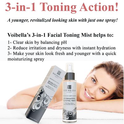 Organic Hydrating Toner for Face Anti-Aging - Rose Water, Witch Hazel & Aloe Vera Toning Facial Mist for Women. Natural Skin Moisturizing Rosewater Spray. Oil Free, Pure, Fresh & Pore Tight