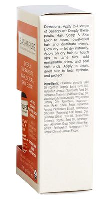 SASHAPURE Deeply Therapeutic Hair Scalp &amp; Skin Elixir, Organic Hair Serum with Sacha Inchi Oil - Strengthen, Shine, Protection, 1.7 fl.oz.