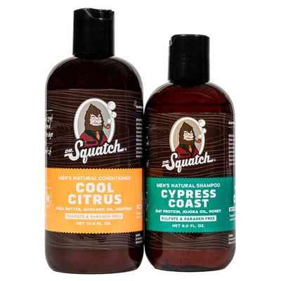 Dr. Squatch Citrus &amp; Cypress Men&#39;s Shampoo + Conditioner Hair Bundle - Keeps Hair Looking Full and Healthy
