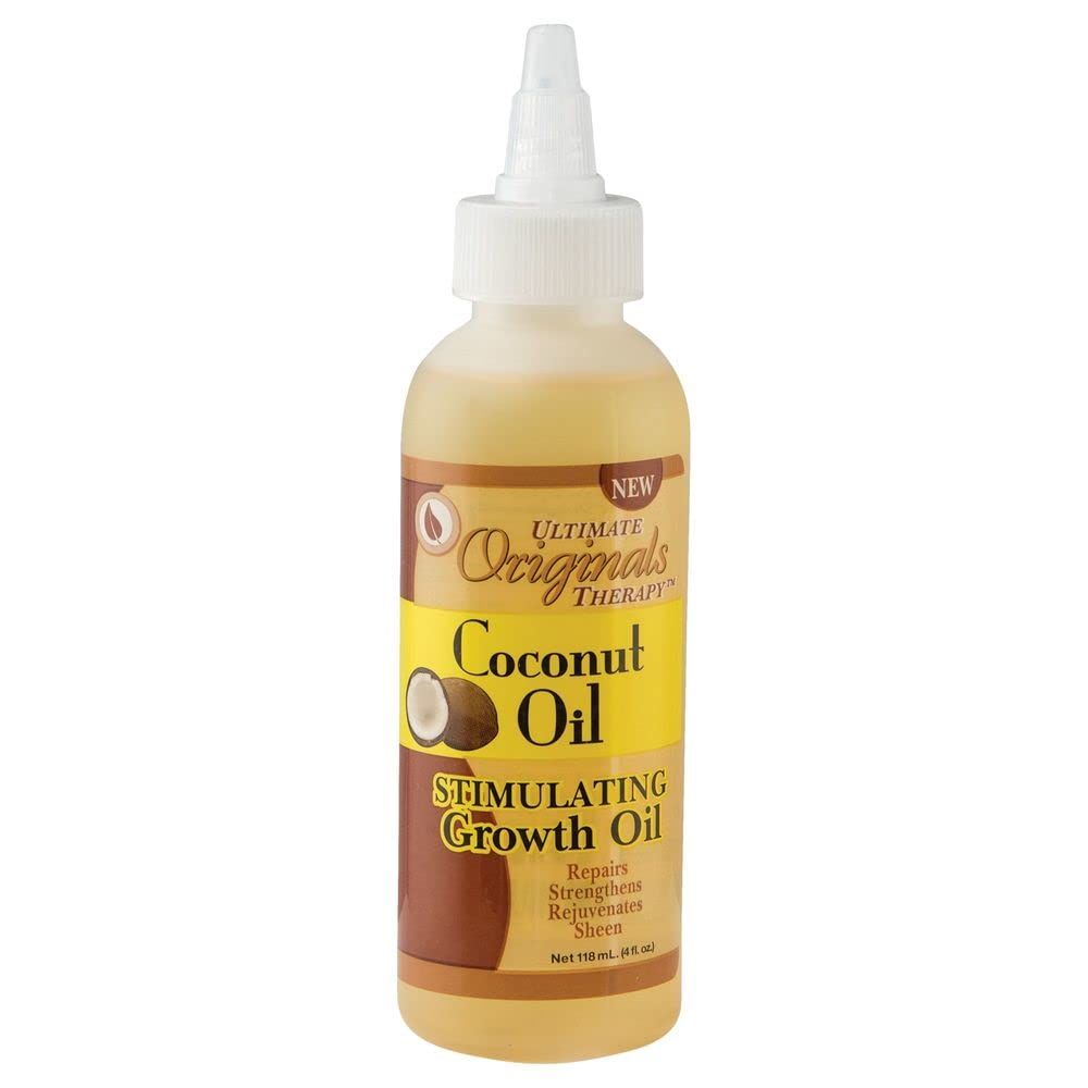 Originals by Africa&#39;s Best Therapy Coconut Oil Stimulating Growth Oil, Penetrates &amp; Rejuvenates Hair, Skin and Nails For All Day Long Moisturizing and Conditioning, 4oz Bottle