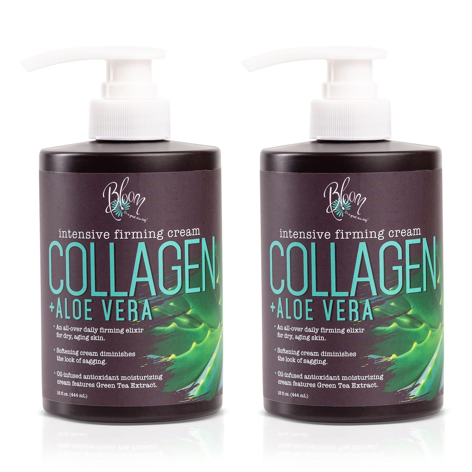 BLOOM Collagen Lotion Skin Care Firming Body Cream, Intensive Anti Aging Moisturizer Face Lotion W/Aloe Vera For Wrinkles, Sagging Skin, &amp; Dry Skin, Fragrance Free Collagen Cream For Women, 2-Pack