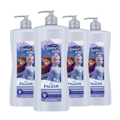Suave Kids 3 in 1 Enchanted Berry Shampoo, Conditioner, &amp; Body Wash,Dermatologist Tested and Tear-free 28 Oz, (Pack of 4) Packaging may vary