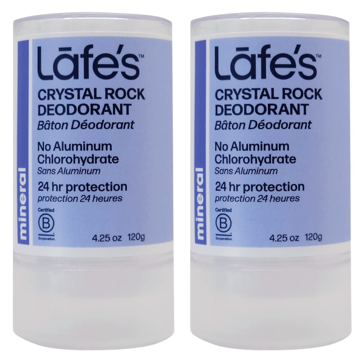 Lafe&#39;s Natural Deodorant | Unscented Crystal Mineral Rock Natural Deodorant | 4.25 Ounce | 2 Pack