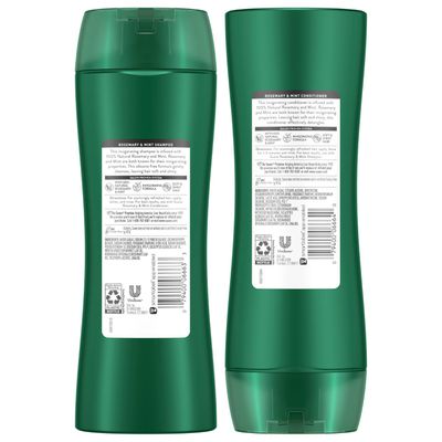 Suave Shampoo and Conditioner, Rosemary &amp; Mint - Invigorating Formula with 100% Natural Essential Oils, 12.6 Oz Ea