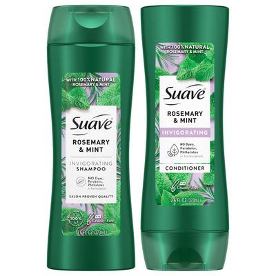 Suave Shampoo and Conditioner, Rosemary &amp; Mint - Invigorating Formula with 100% Natural Essential Oils, 12.6 Oz Ea