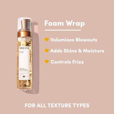 Mizani Styling Foam Wrap | Balances Hydration, Shine &amp; Hold | with Shea Butter | Paraben-Free | for Curly Hair | 8.5 Fl Oz