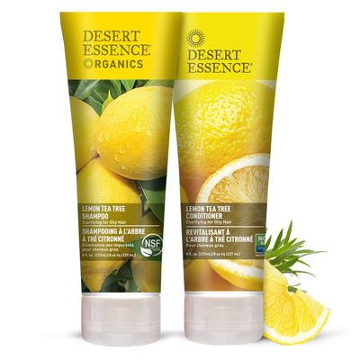 Desert Essence Lemon Tea Tree Shampoo &amp; Conditioner Bundle - 8 Fl Ounce - Clarifying For Oily Hair - Essential Oils - Strengthen &amp; Protect Hair - Effective Cleansing
