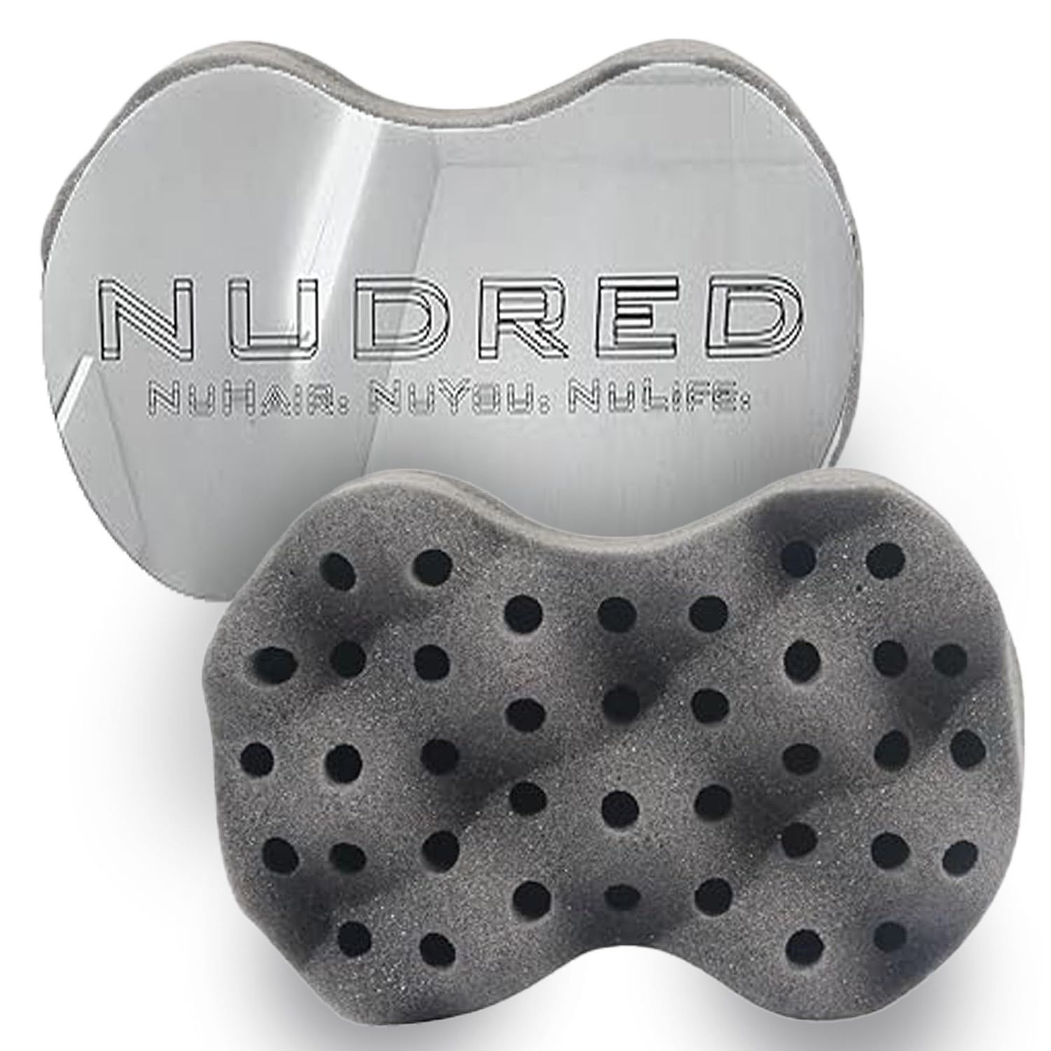 Nudred Hair Sponge for Black Men and Women, Hair Twisting Sponge, Barber Curling Care Tool, Brushes for Curling Afro Style Dreads, Curls, Coils &amp; Twists, Curl Sponge Brush (Silver, Convoluted)