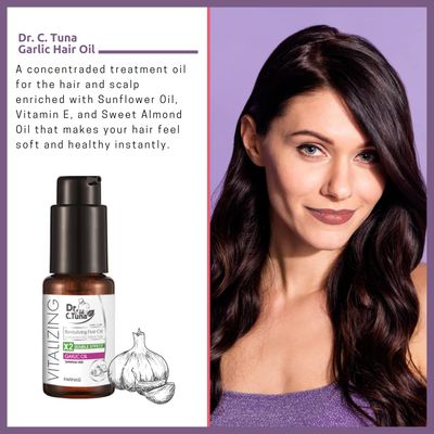FARMASi Dr. C. Tuna Vitalizing Garlic Oil, Hair Growth Oil for Thicker Longer Fuller Healthier Hair, Prevent Hair Loss & Thinning, All Natural Vitamin Rich Treatment, All Hairy Types, 1 fl.oz (30 ml)