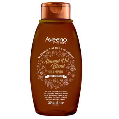 Aveeno Almond Oil Blend Sulfate-Free Shampoo with Avocado Oil for Intense Hydration, Deep Moisturizing Shampoo for Thick, Curly, Frizzy or Coarse Hair, Paraben &amp; Dye-Free, 12 Fl Oz