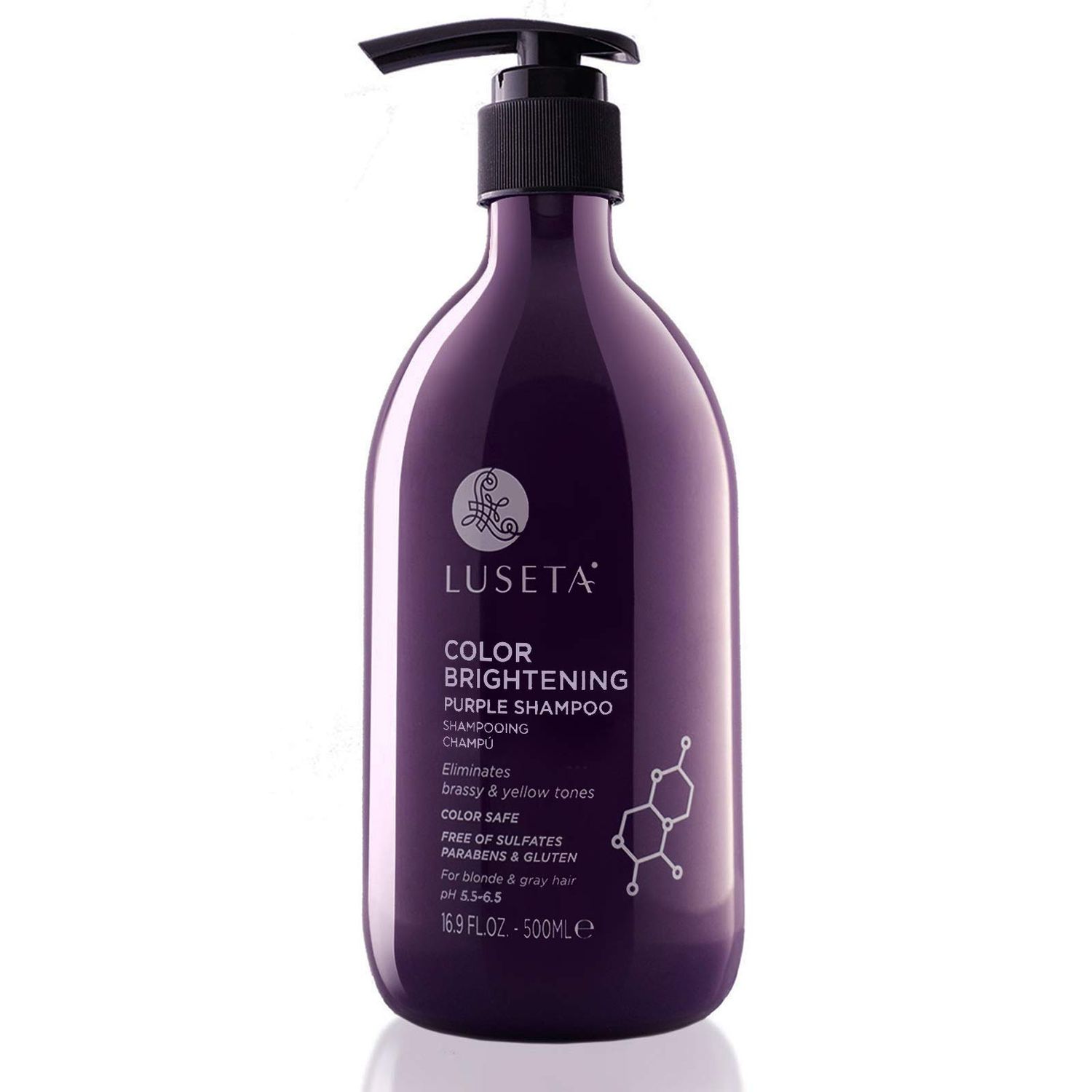 Luseta Purple Shampoo for Women - Blonde, Grey, Color Treated, Curly and Damaged Hair - 16.9oz, Sulfate &amp; Paraben Free