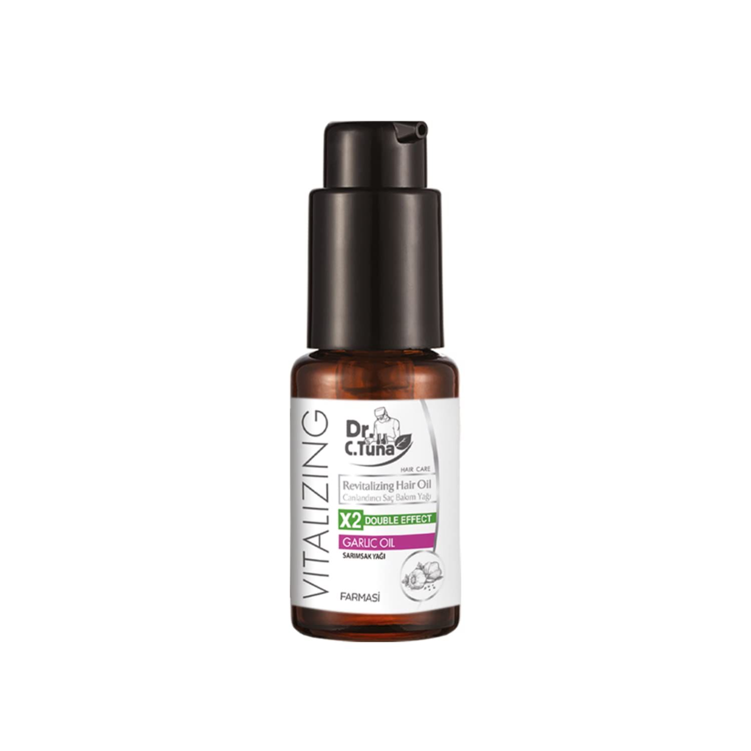 FARMASi Dr. C. Tuna Vitalizing Garlic Oil, Hair Growth Oil for Thicker Longer Fuller Healthier Hair, Prevent Hair Loss &amp; Thinning, All Natural Vitamin Rich Treatment, All Hairy Types, 1 fl.oz (30 ml)
