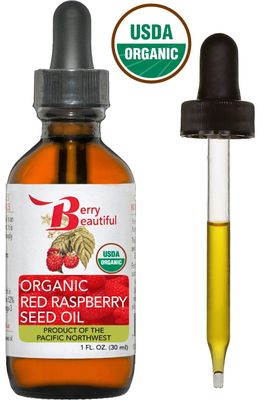 Berry Beautiful Certified Organic Red Raspberry Seed Oil - Cold-pressed from US grown raspberries (1 fl oz)