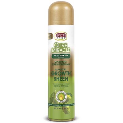 African Pride Olive Miracle Magical Growth Sheen Hair Spray, Enriched with Tea Tree &amp; Olive Oil, 8oz