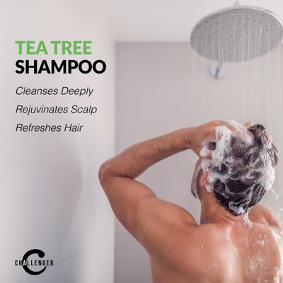 Challenger Tea Tree Shampoo &amp; Peppermint Conditioner Combo | Men's Shower Product | For Itchy &amp; Dry Scalp | Removes Dirt &amp; Oils | Argan Oil, Biotin | Artificial Color Free | 2x 16oz