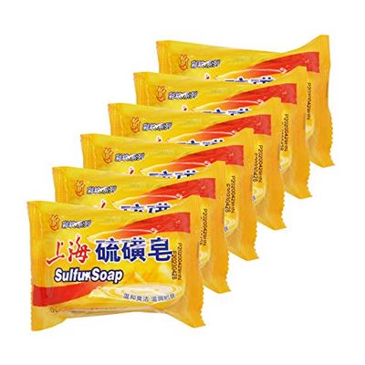 Bee &amp; Flower Shanghai Sulfur Soap 10% Sulfur Soap Face and Body Bar Soaps 3.4 Oz (6 Packs)
