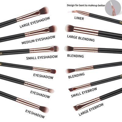 MSQ Eyeshadow Brushes 12pcs Eye Make Up Brush Set with Bag (PU Leather Pouch) Soft Synthetic Hairs for Eyeshadow, Eyebrow, Eyeliner, Blending, Best Gifts - Rose Gold