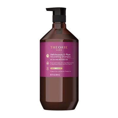 Theorie Helichrysum and Plum Nourishing Shampoo - Enrich and Soothe - Suited for Dry &amp; Over Processed Hair - Protects Color &amp; Keratin Treated Hair, Pump Bottle 800mL - Label Design May Vary