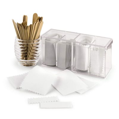4-Compartment Makeup Organizer and Storage: Transparent Multi-functional Bathroom Closet Storage with 4 Trays and Clear Lid for Cosmetics, Cotton Balls or Sponges