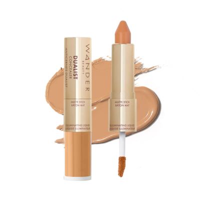 Wander Beauty Dualist Matte and Illuminating Concealer Makeup - Tan - Dual-Ended Matte Concealer Stick + Liquid Concealer - Full Coverage Concealer Brightens, Firms, &amp; Hydrates Under Eyes - 0.28 fl oz
