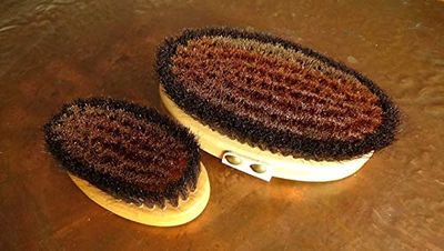 The Original Made in Germany: Large Energy/Ionic Dry Body and Massage Brush with fine Bronze Bristles, Creates rejuvenating, Energizing Oxygen on Your Skin, Body Brush, Exfoliating with Leather Strip