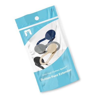 Non-Flex Sturdy Plastic Button Pant Extender - Extra 1" Instant Waistband Length - Ideal for All Suffering from Joint Inflammation Pain and Arthritis (Equal Numbers Black+White+Beige+Blue+Gray, 50)