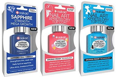 NAIL-AID Sapphire Base Coat + Nail Art Xpress Dry Top Coat, Clear, 3 Count