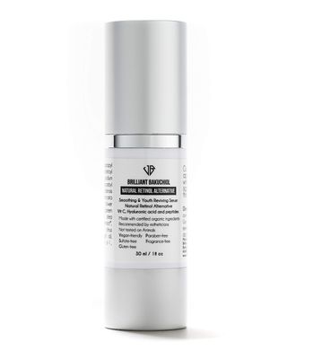 Brilliant Bakuchiol Serum - Natural &amp; Ultimate Retinol Alternative - With Hyaluronic Acid, Peptides - Matrixyl, VIT C, Aloe - Nourishing and Youth Reviving Skin Serum