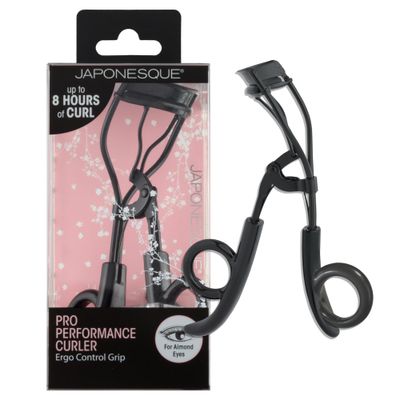 JAPONESQUE Pro Performance Lash Curler with Natural Arch for Sweeping Volume on Natural or False Lashes, Holds Curl for up to 8 Hours, Includes 1 Refill Pad