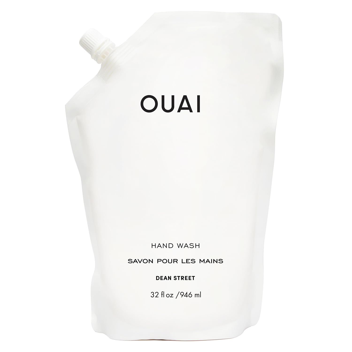 OUAI Hand Wash Refill - Liquid Hand Soap with Jojoba, Avocado, &amp; Rose Hip Oil for Replenished Skin - Gentle Exfoliating Bathroom + Kitchen Hand Soap (32 Fl Oz)