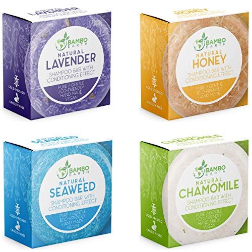 Solid Shampoo Bar And Conditioner Effect Hair Soap - 4 Pack 100% Organic Shampoo Bars For Hair With All Natural Plant Based Essential Oils And Eco Friendly Zero Waste Biodegradable Packaging