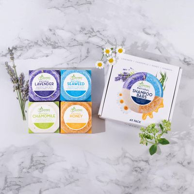 Solid Shampoo Bar And Conditioner Effect Hair Soap - 4 Pack 100% Organic Shampoo Bars For Hair With All Natural Plant Based Essential Oils And Eco Friendly Zero Waste Biodegradable Packaging